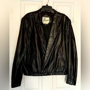 VTG 1980s Berman’s Leather Black Blouson/Bomber Jacket Chest Size 44 L/XL